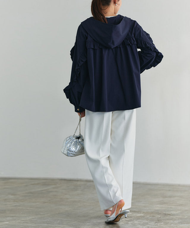 UV防曬荷葉邊設計連帽外套