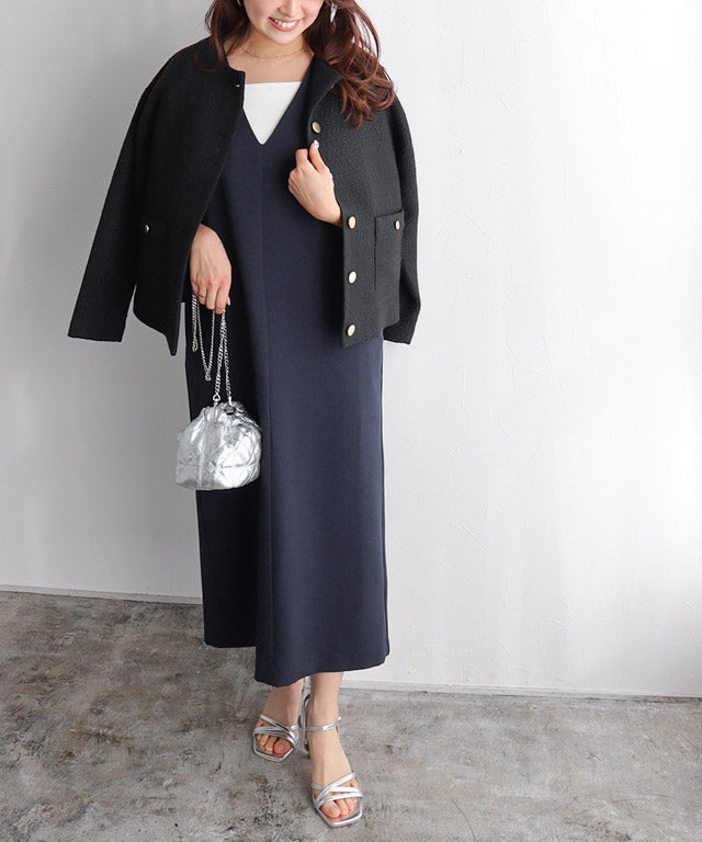 Marvelous by Pierrot Shoulder Frill V-Neck Jumper Skirt