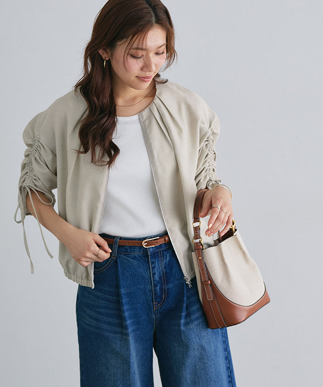 マーベラス バイ ピエロ marvelous by Pierrot リネンタッチライトブルゾン (ブラック) ブラック