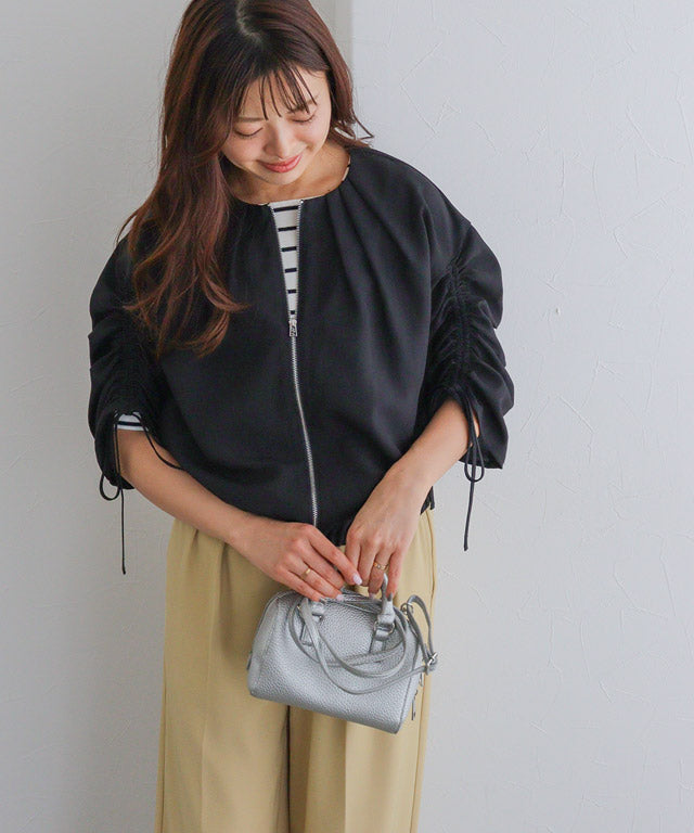 マーベラス バイ ピエロ marvelous by Pierrot リネンタッチライトブルゾン (ブラック) ブラック