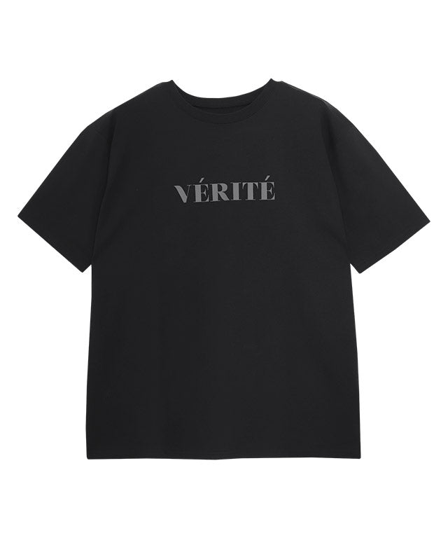 【接触冷感・イージーケア】オーバーサイズロゴTシャツ (A/ブラック×チャコール) A/ブラック×チャコール
