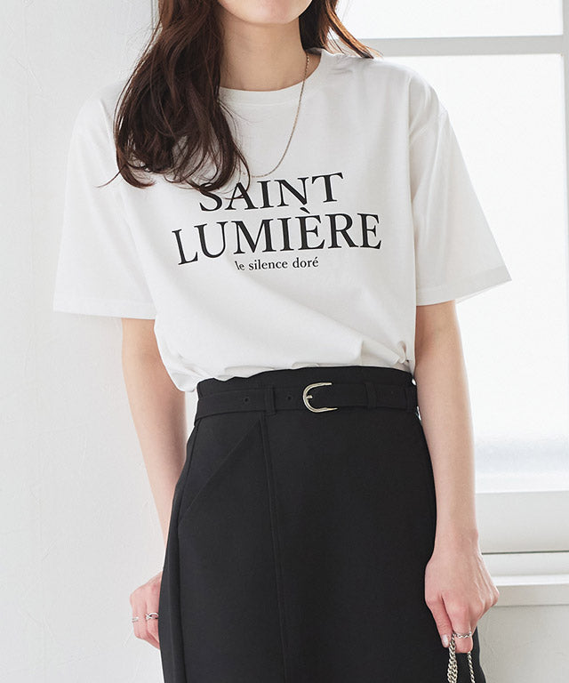 【接触冷感・イージーケア】オーバーサイズロゴTシャツ (A/ブラック×チャコール) A/ブラック×チャコール