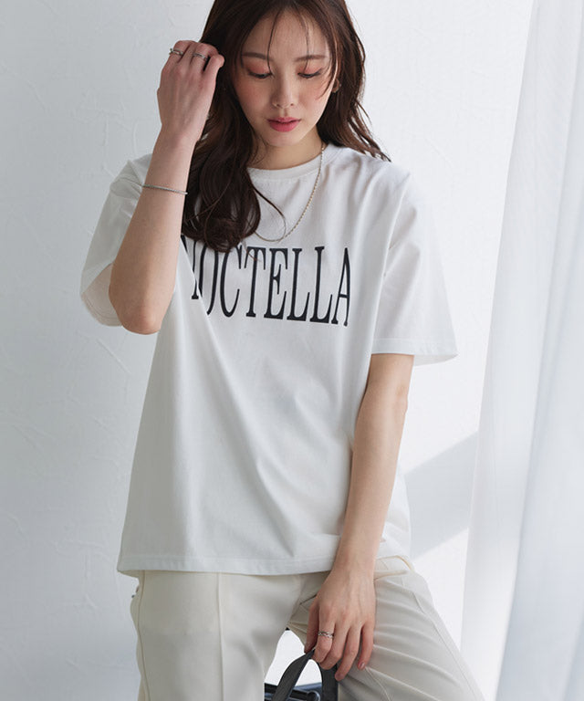 【接触冷感・イージーケア】オーバーサイズロゴTシャツ (A/ブラック×チャコール) A/ブラック×チャコール