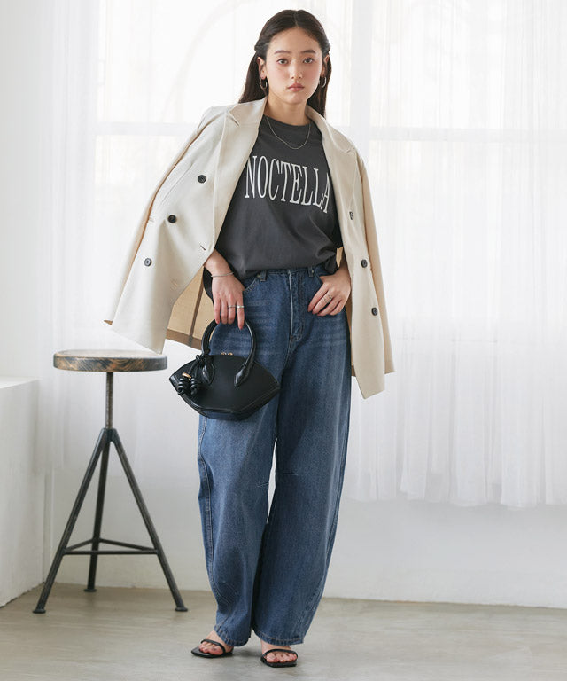 【接触冷感・イージーケア】オーバーサイズロゴTシャツ (A/ブラック×チャコール) A/ブラック×チャコール