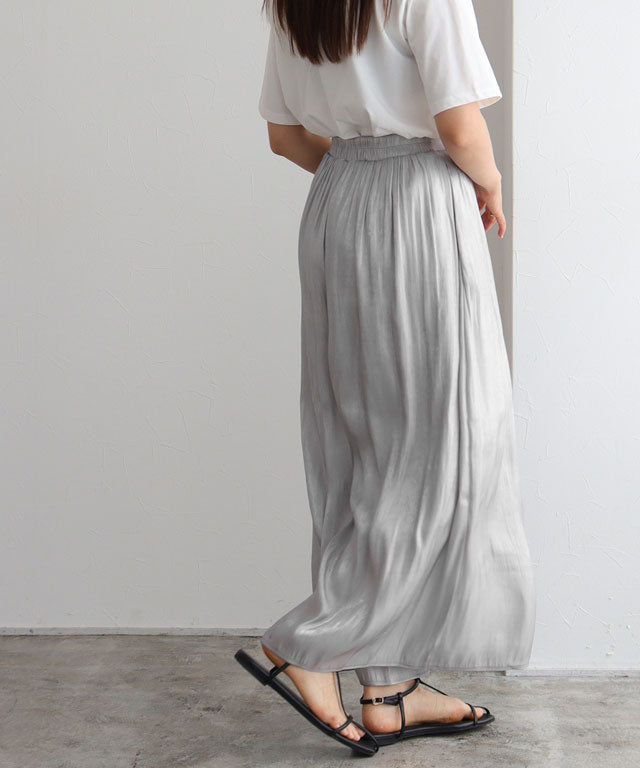 マーベラス バイ ピエロ marvelous by Pierrot シャイニーサテンワイドパンツ (ライトグレー) ライトグレー