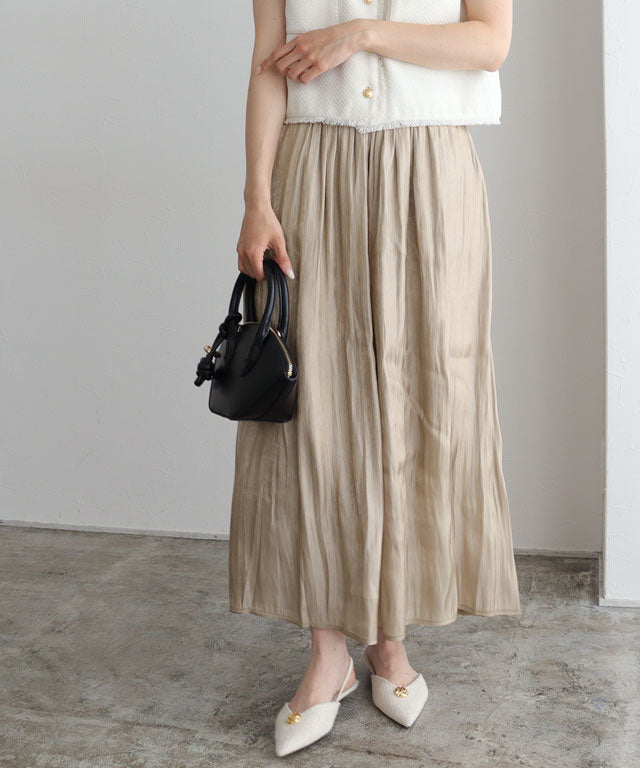 マーベラス バイ ピエロ marvelous by Pierrot シャイニーサテンワイドパンツ (モカベージュ) モカベージュ