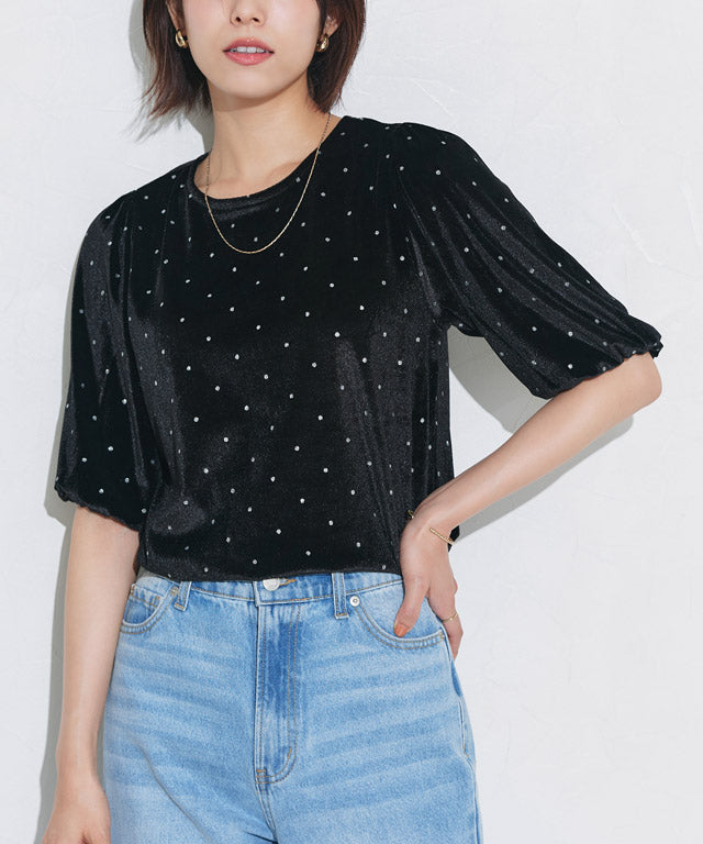 マーベラス バイ ピエロ marvelous by Pierrot ラメドットベロアトップス (ライトベージュ) ライトベージュ