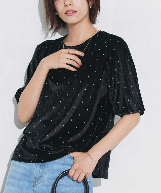 マーベラス バイ ピエロ marvelous by Pierrot ラメドットベロアトップス (ライトベージュ) ライトベージュ