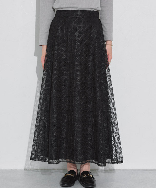 マーベラス バイ ピエロ marvelous by Pierrot 【低身長向け】シアーチェックフレアスカート (ブラック) ブラック