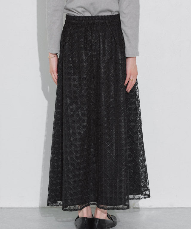 マーベラス バイ ピエロ marvelous by Pierrot 【低身長向け】シアーチェックフレアスカート (ブラック) ブラック