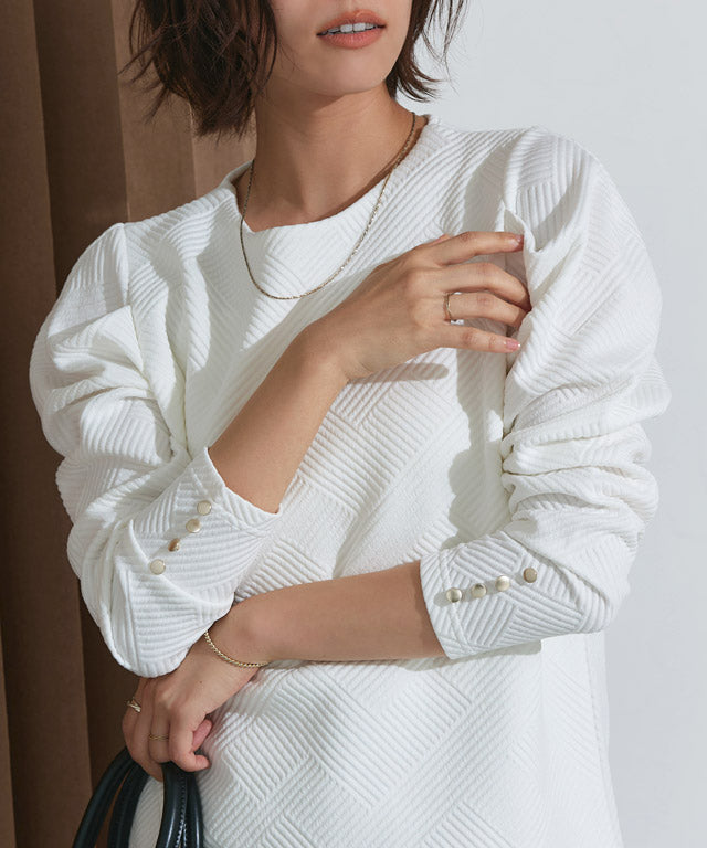 マーベラス バイ ピエロ marvelous by Pierrot カットジャカードパフスリーブプルオーバー (アイボリー) アイボリー