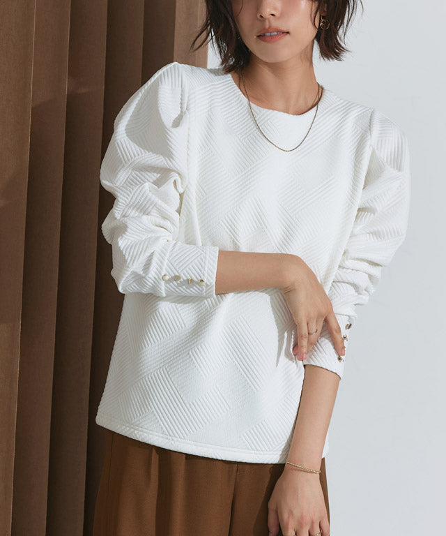 マーベラス バイ ピエロ marvelous by Pierrot カットジャカードパフスリーブプルオーバー (オフホワイト) オフホワイト