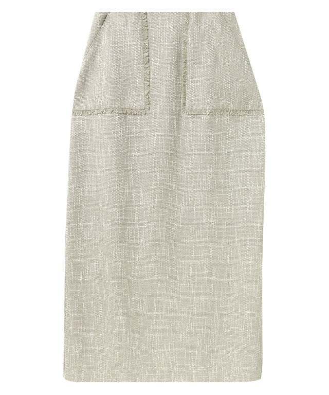 マーベラス バイ ピエロ marvelous by Pierrot 【低身長向け】フリンジポケットIラインツイードスカート (グレージュ) グレージュ