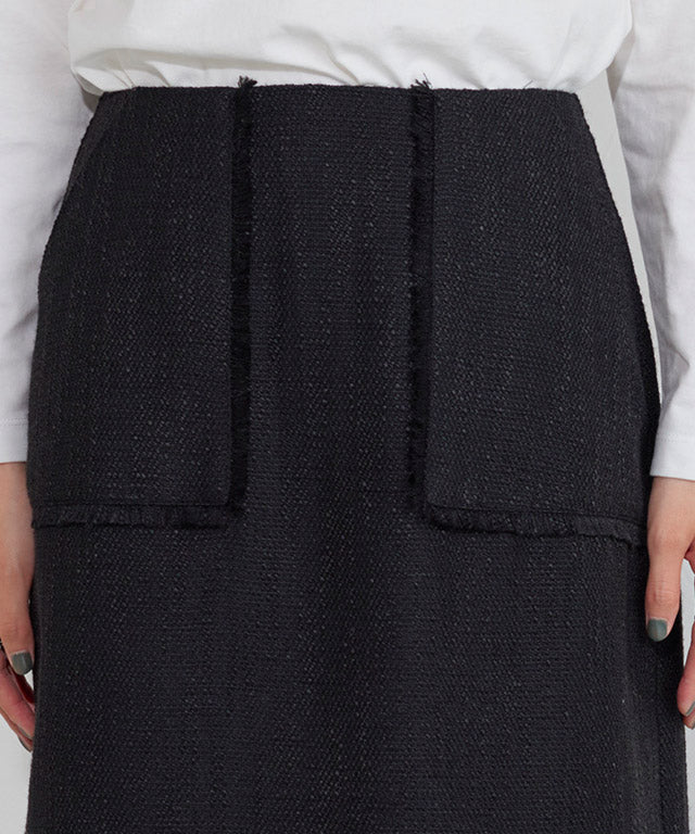 マーベラス バイ ピエロ marvelous by Pierrot 【低身長向け】フリンジポケットIラインツイードスカート (グレージュ) グレージュ