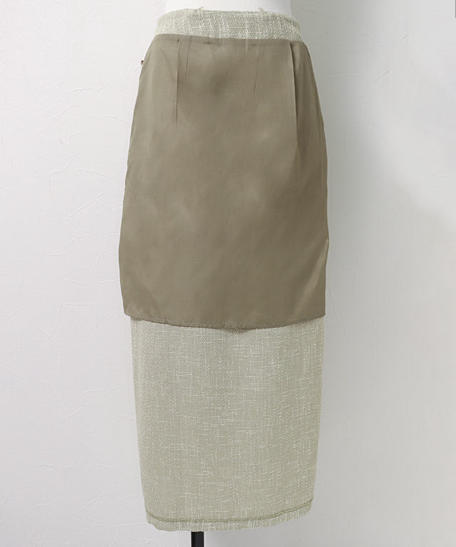 マーベラス バイ ピエロ marvelous by Pierrot 【低身長向け】フリンジポケットIラインツイードスカート (グレージュ) グレージュ