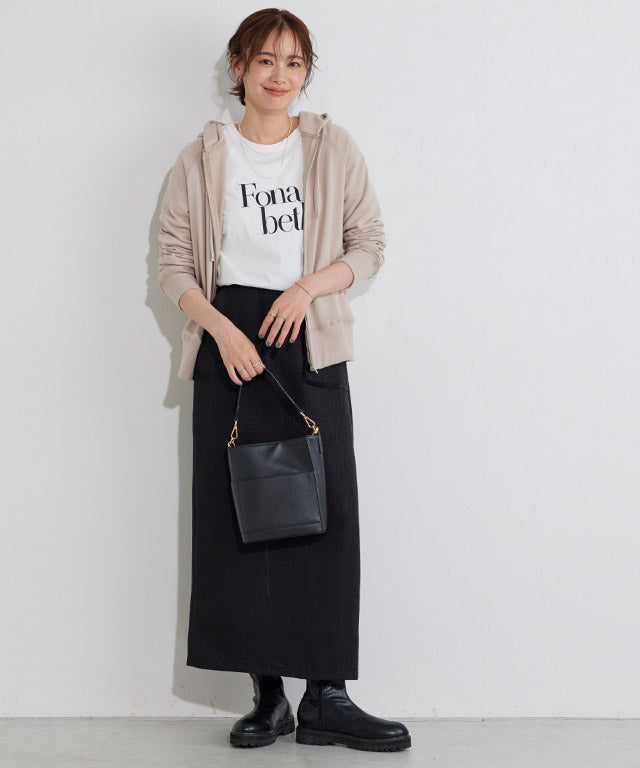 マーベラス バイ ピエロ marvelous by Pierrot 【低身長向け】フリンジポケットIラインツイードスカート (グレージュ) グレージュ