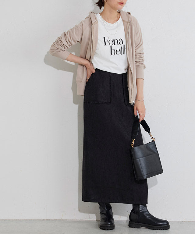 マーベラス バイ ピエロ marvelous by Pierrot 【低身長向け】フリンジポケットIラインツイードスカート (グレージュ) グレージュ