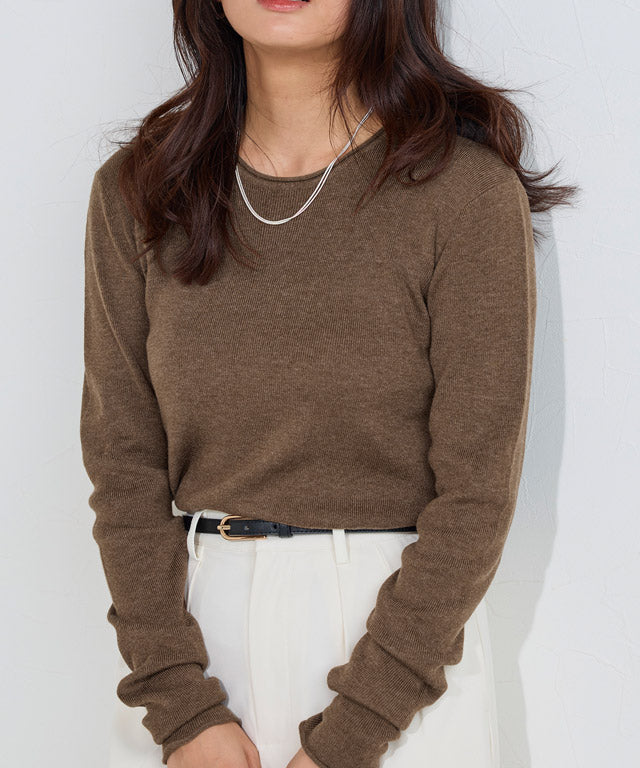 マーベラス バイ ピエロ marvelous by Pierrot 細リブシンプルニット (ブラウン) ブラウン