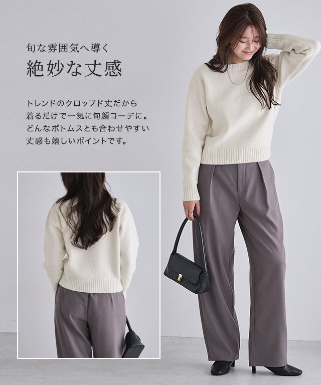 マーベラス バイ ピエロ marvelous by Pierrot ネックが選べる無地ラメクロップド丈ニット【クルーネック】 (ラメ/ベージュ) ラメ/ベージュ