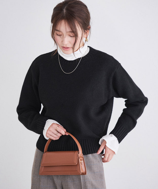 マーベラス バイ ピエロ marvelous by Pierrot ネックが選べる無地ラメクロップド丈ニット【クルーネック】 (ラメ/ベージュ) ラメ/ベージュ