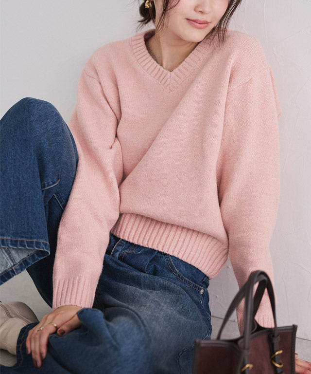 マーベラス バイ ピエロ marvelous by Pierrot ネックが選べる無地ラメクロップド丈ニット【クルーネック】 (ラメ/ベージュ) ラメ/ベージュ