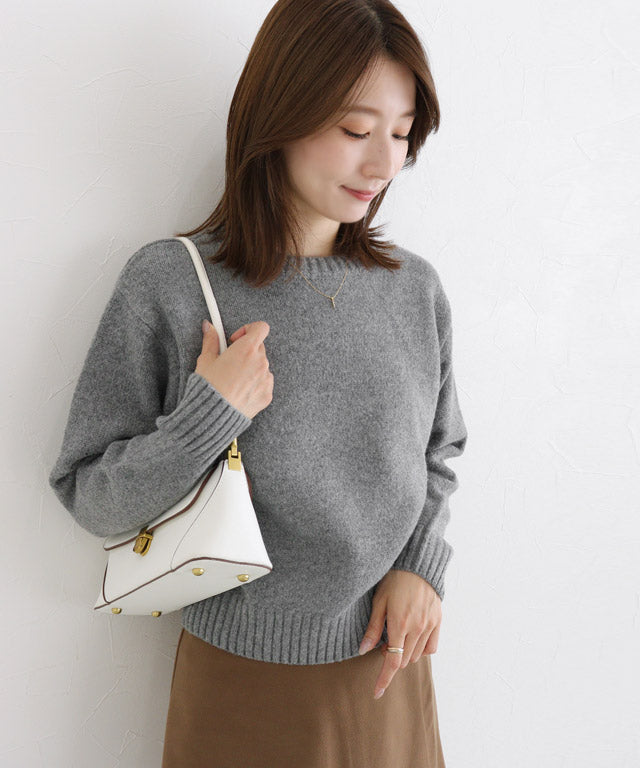 マーベラス バイ ピエロ marvelous by Pierrot ネックが選べる無地ラメクロップド丈ニット【クルーネック】 (無地/チャコール) 無地/チャコール