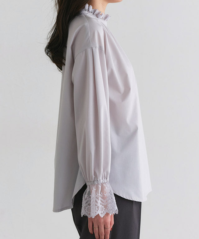 ピエロ Pierrot 襟袖レースブラウス (オフホワイト) オフホワイト