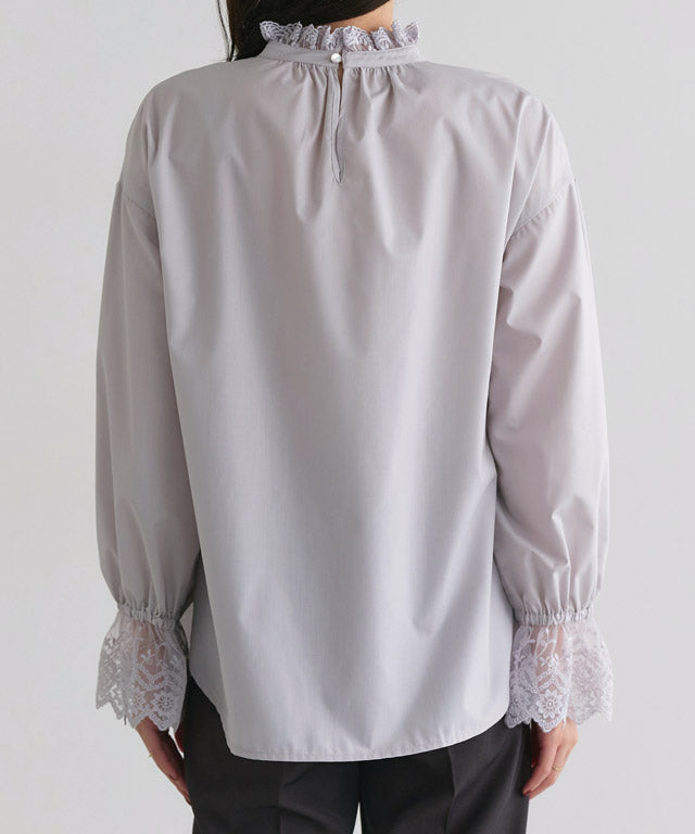 ピエロ Pierrot 襟袖レースブラウス (オフホワイト) オフホワイト