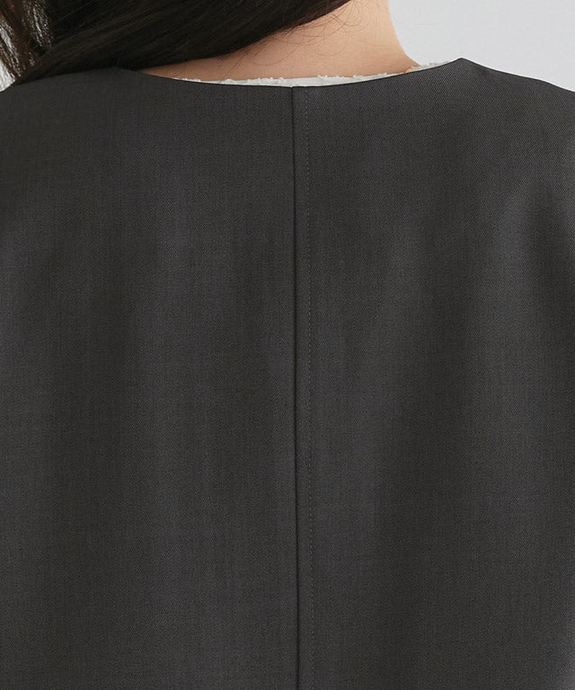 ピエロ Pierrot ゴールドボタンノーカラージャケット (チャコール) チャコール