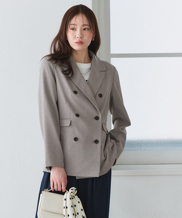 ピエロ Pierrot 選べる接触冷感リネンライクジャケット【Atype】 (杢ライトベージュ) 杢ライトベージュ