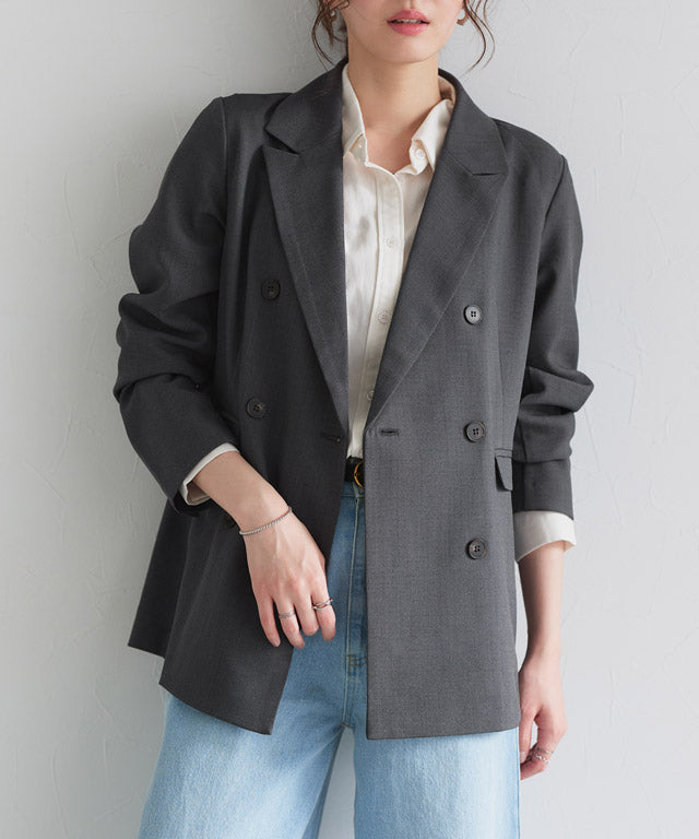 ピエロ Pierrot 選べる接触冷感リネンライクジャケット【Atype】 (杢ライトベージュ) 杢ライトベージュ