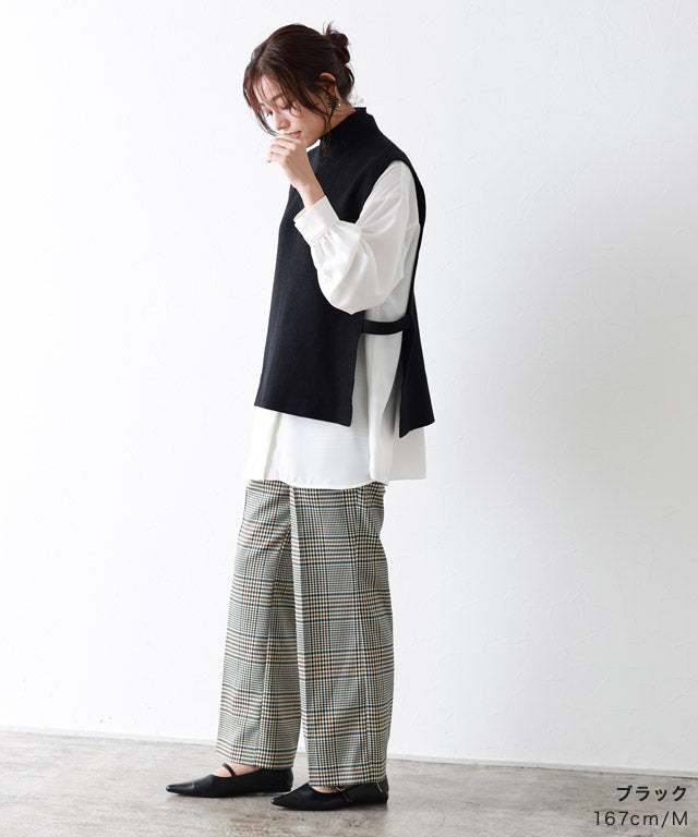 Marvelous by Pierrot High neck vest x puff sleeve knit set