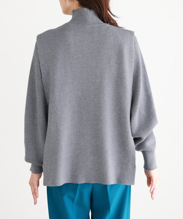 Marvelous by Pierrot High neck vest x puff sleeve knit set