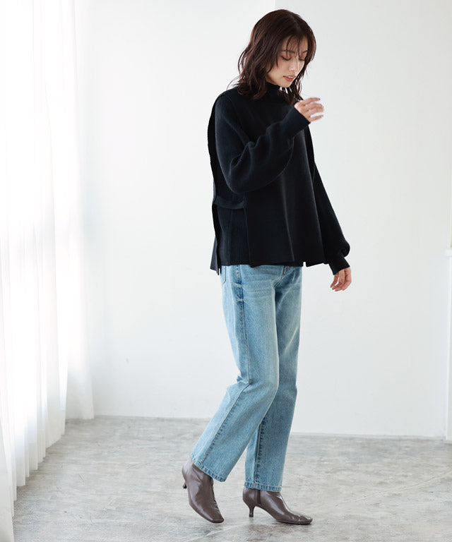 Marvelous by Pierrot High neck vest x puff sleeve knit set