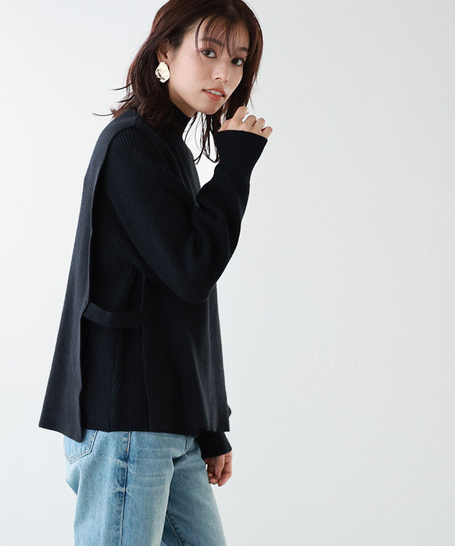 Marvelous by Pierrot High neck vest x puff sleeve knit set