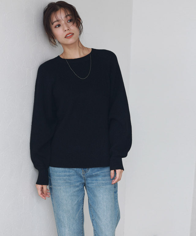 Marvelous by Pierrot High neck vest x puff sleeve knit set