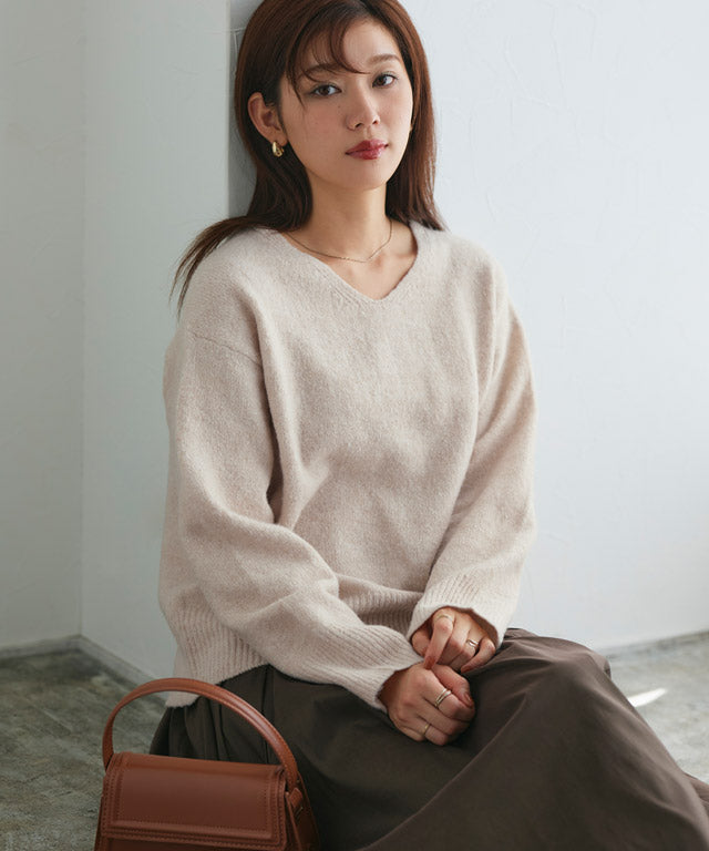 マーベラス バイ ピエロ marvelous by Pierrot ネックが選べるウールライクニット 【Vネック】