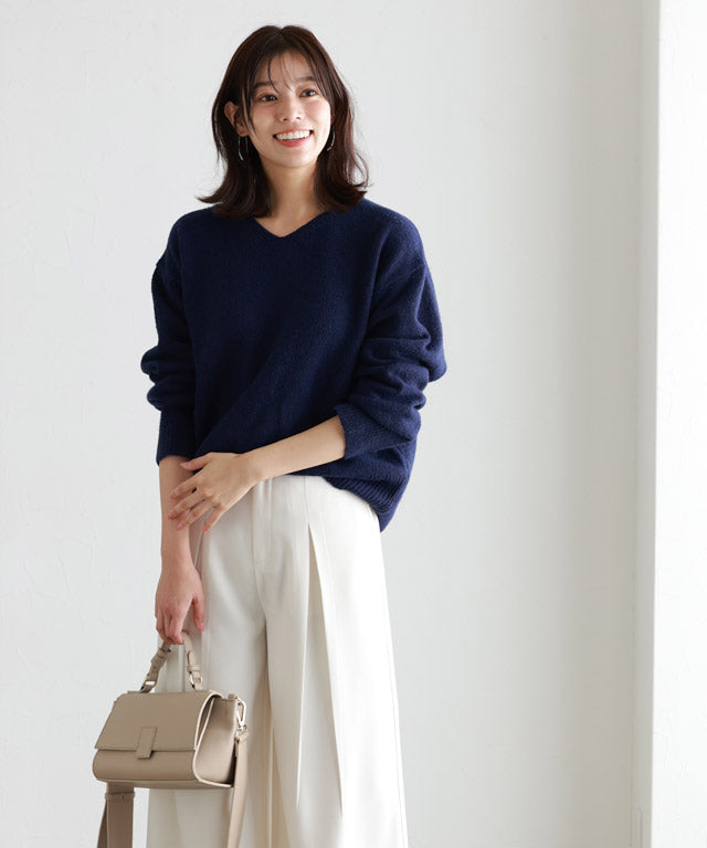 マーベラス バイ ピエロ marvelous by Pierrot ネックが選べるウールライクニット 【Vネック】