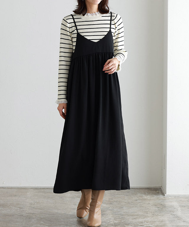 マーベラス バイ ピエロ marvelous by Pierrot 2wayギャザー切り替えキャミワンピース