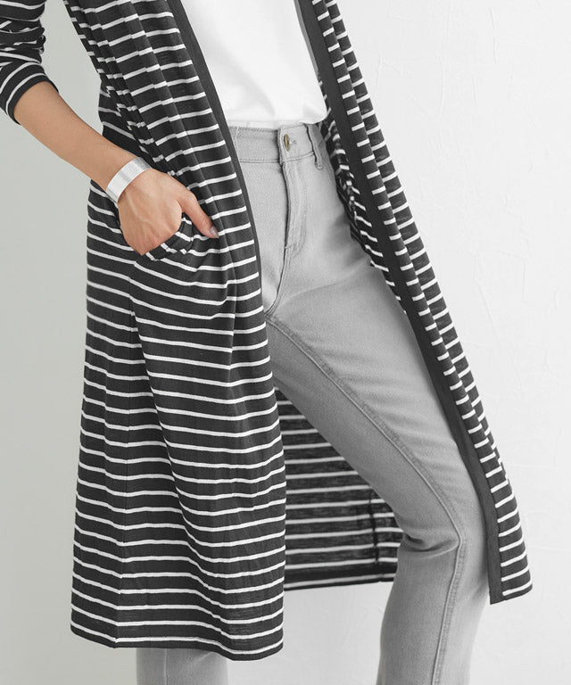 UV-Cut Slab Long Topper Cardigan