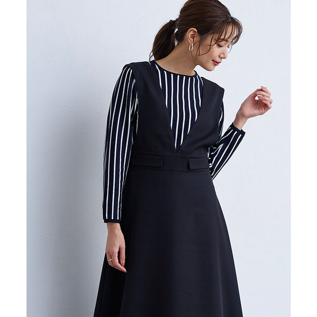 絲觸感條紋針織套頭衫