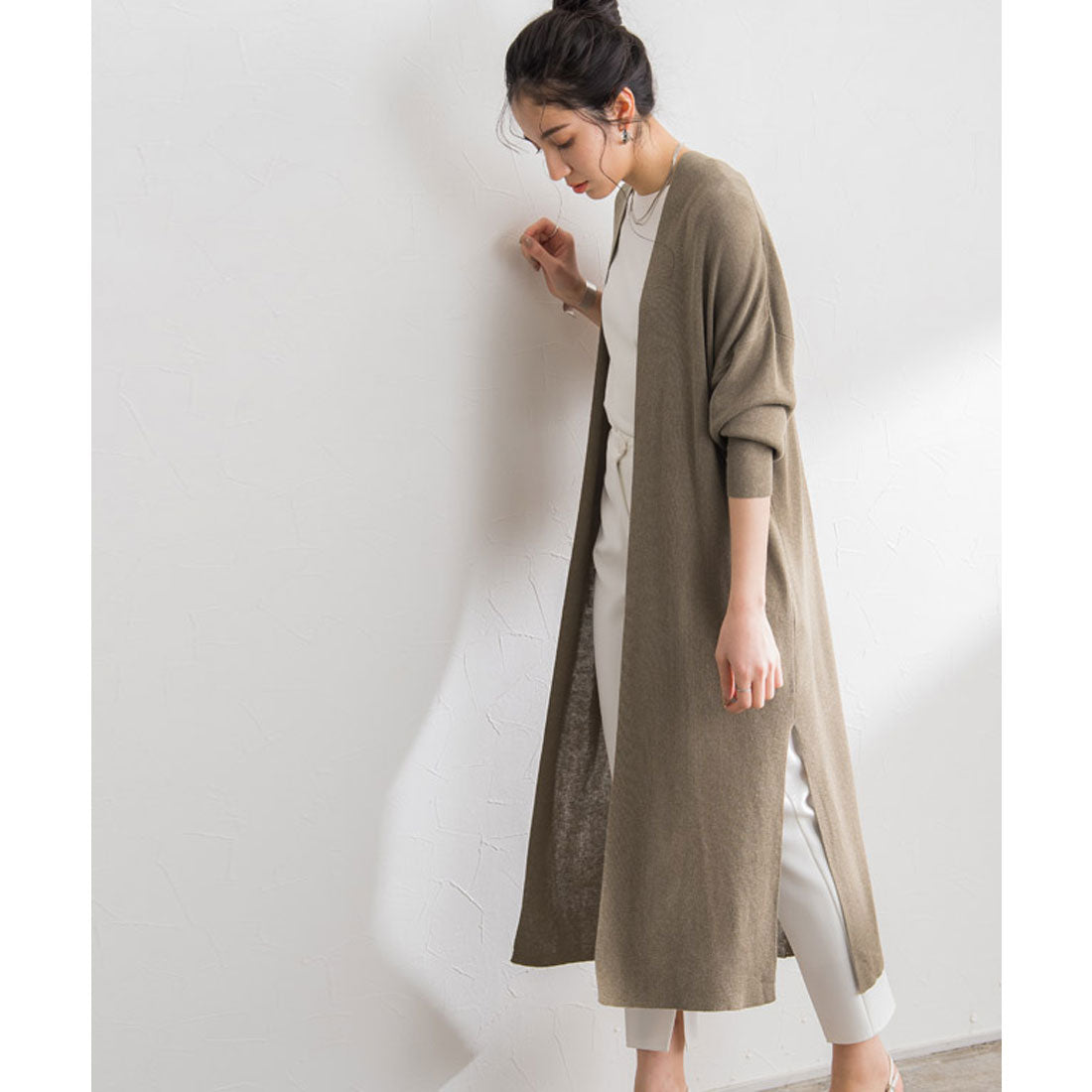 マーベラス バイ ピエロ marvelous by Pierrot 麻混トッパーニットカーディガン (モカ) モカ