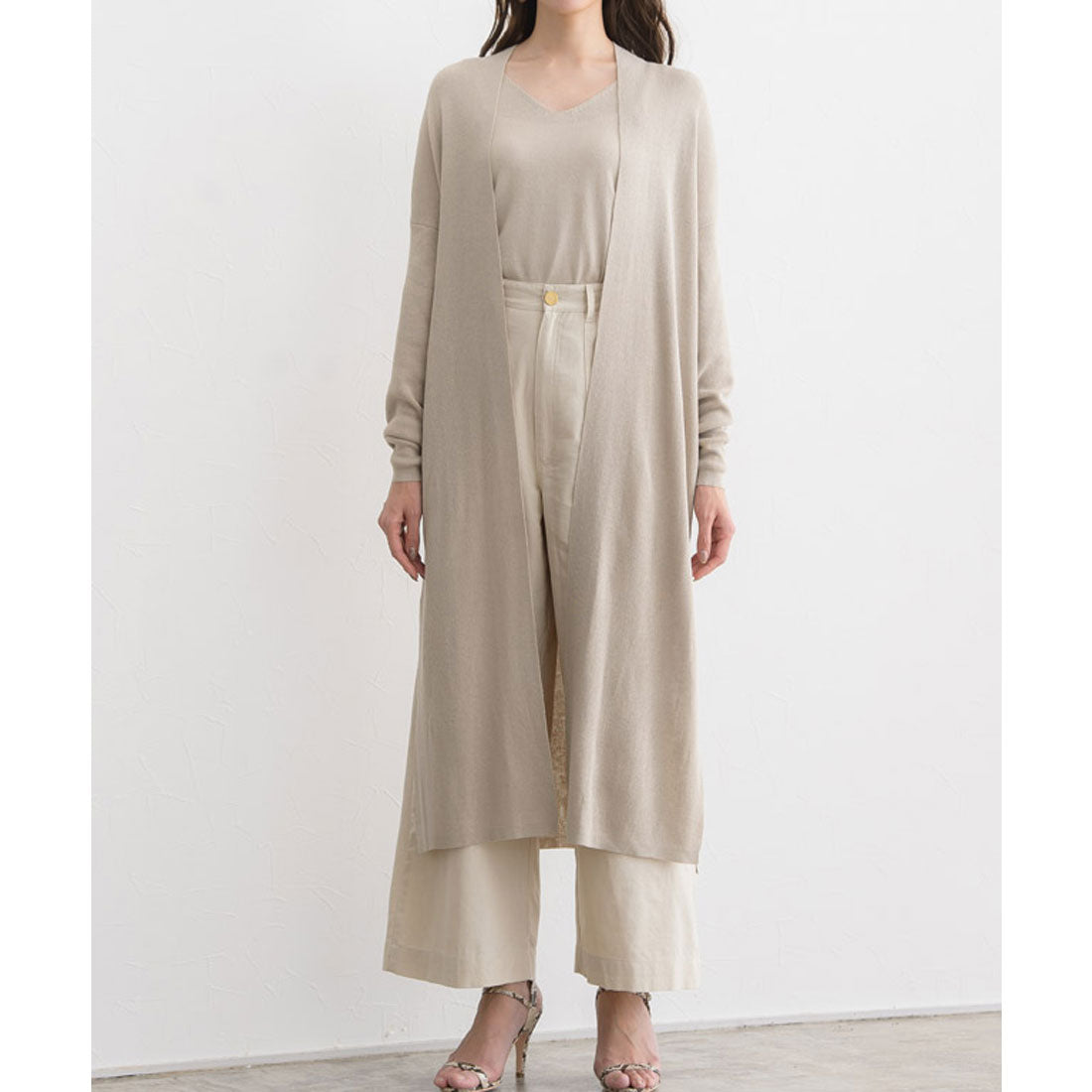 マーベラス バイ ピエロ marvelous by Pierrot 麻混トッパーニットカーディガン (モカ) モカ