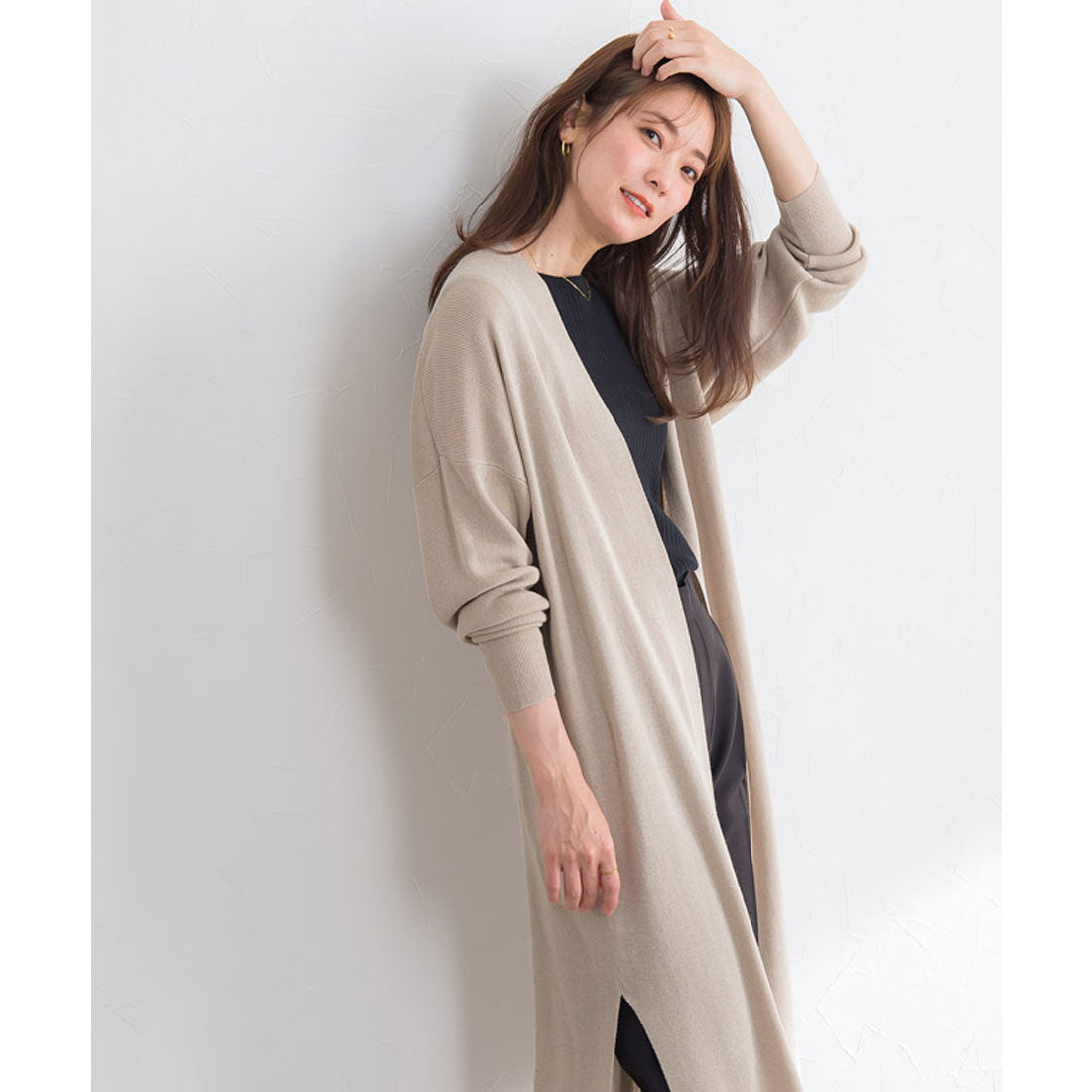 マーベラス バイ ピエロ marvelous by Pierrot 麻混トッパーニットカーディガン (モカ) モカ