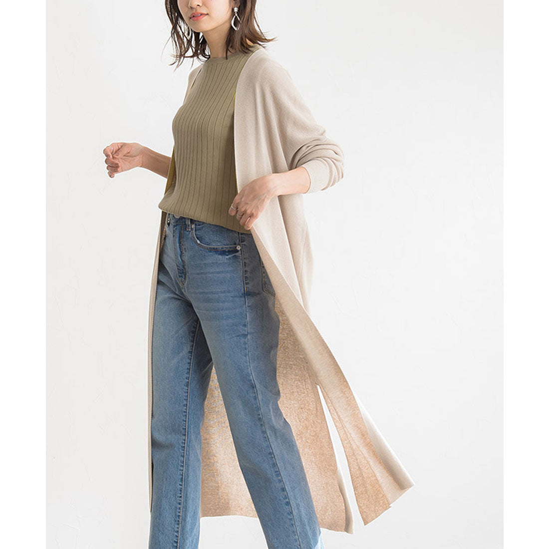 マーベラス バイ ピエロ marvelous by Pierrot 麻混トッパーニットカーディガン (モカ) モカ