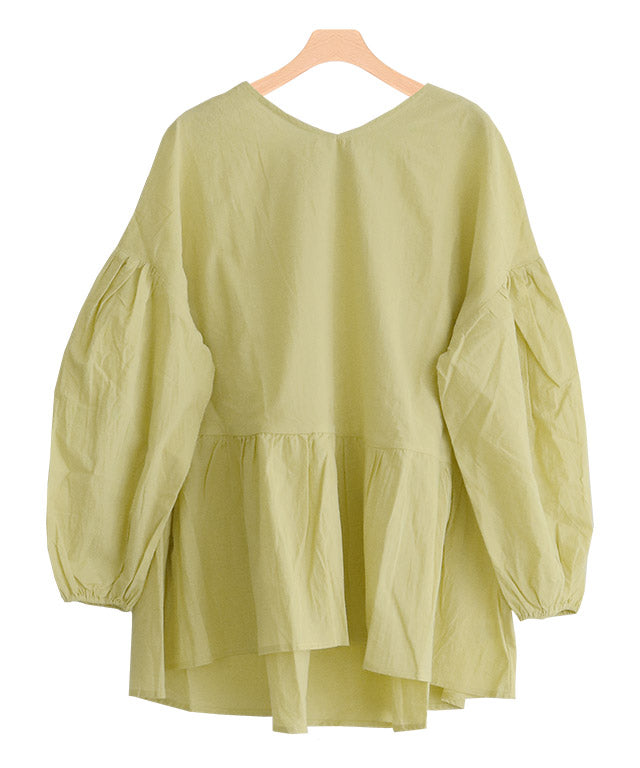 ギャザー切替ボリュームスリーブブラウス