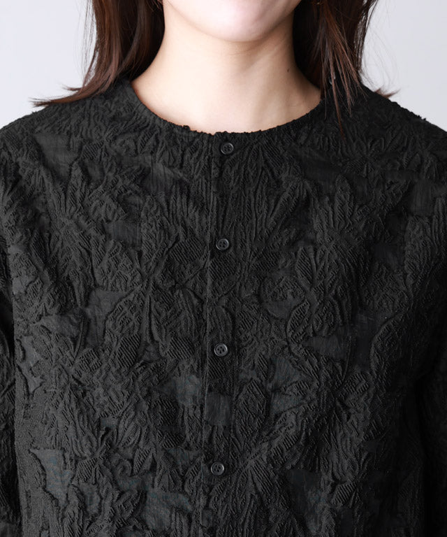 ピエロ Pierrot シアージャカードブラウス (ブラック) ブラック