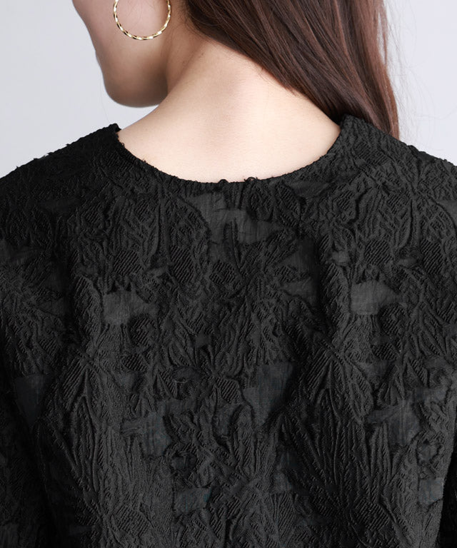 ピエロ Pierrot シアージャカードブラウス (ブラック) ブラック