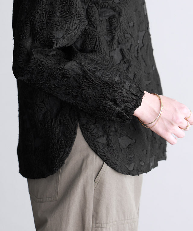 ピエロ Pierrot シアージャカードブラウス (ブラック) ブラック