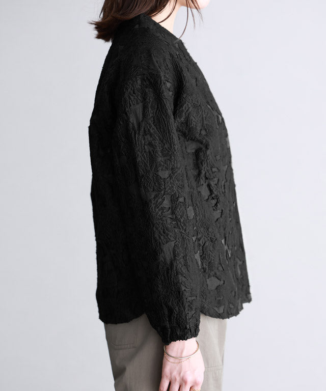 ピエロ Pierrot シアージャカードブラウス (ブラック) ブラック